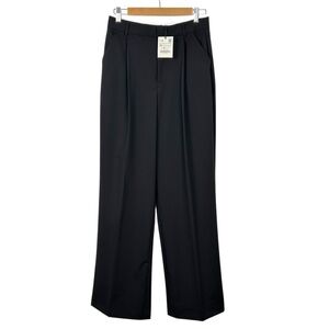 ZARA NWT Pleated High Waist Wide Leg Pants, Black, Size Medium